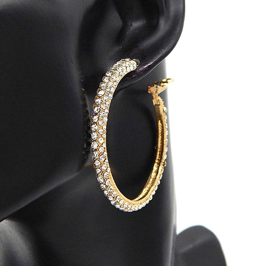 60MM 3D Rhinestone Hoop Earrings