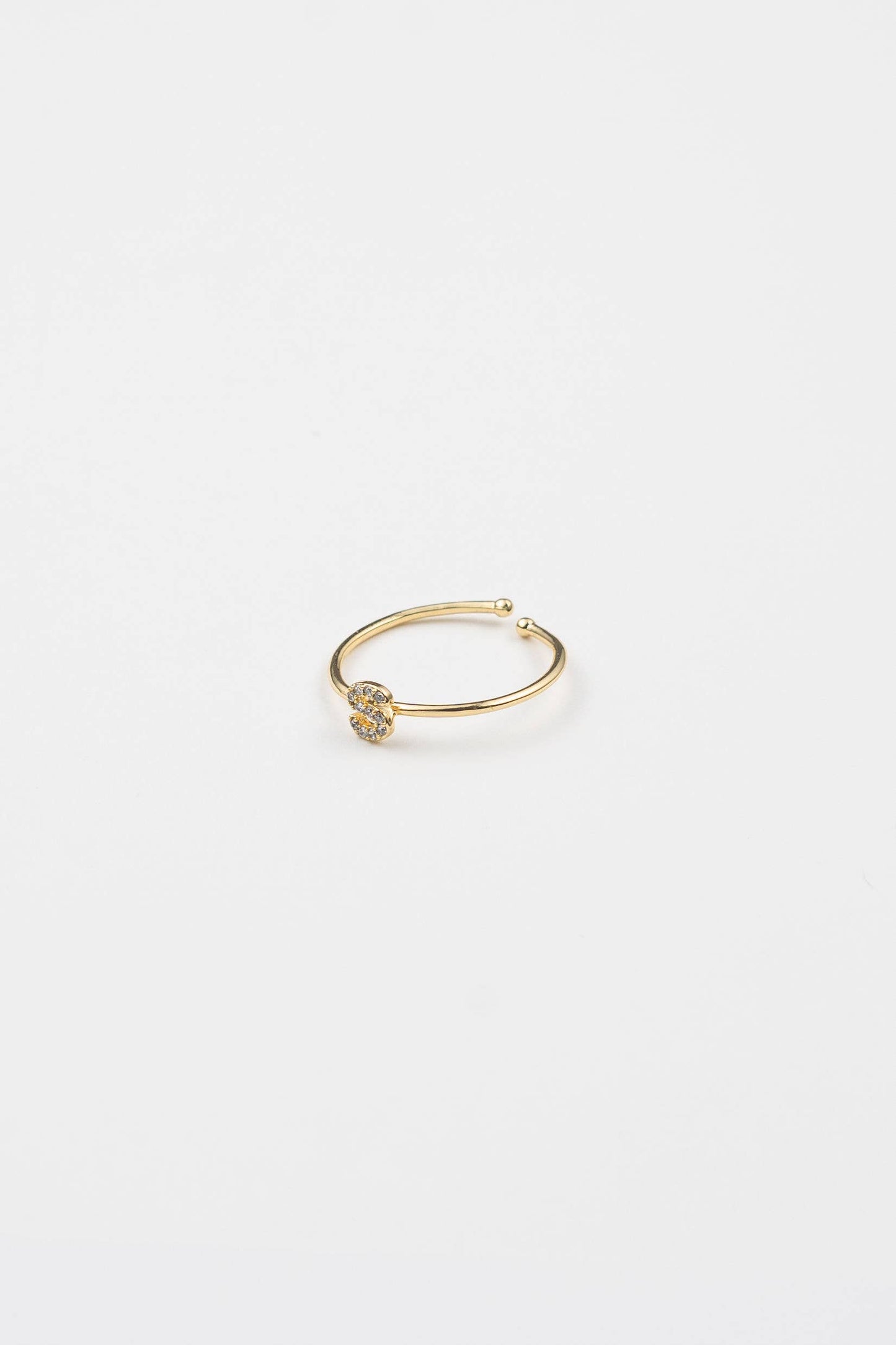 18K Gold Shiny Adjustable Initial Ring