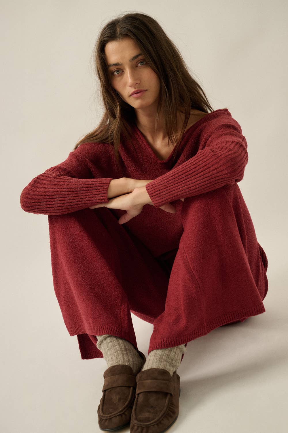 Knit Split-Hem Pants