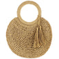 Tassel Woven Rattan Straw Wicker Shoulder Round Tote