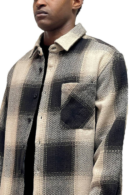 Unisex Flannel Shirt Jacket Shacket Long Sleeve