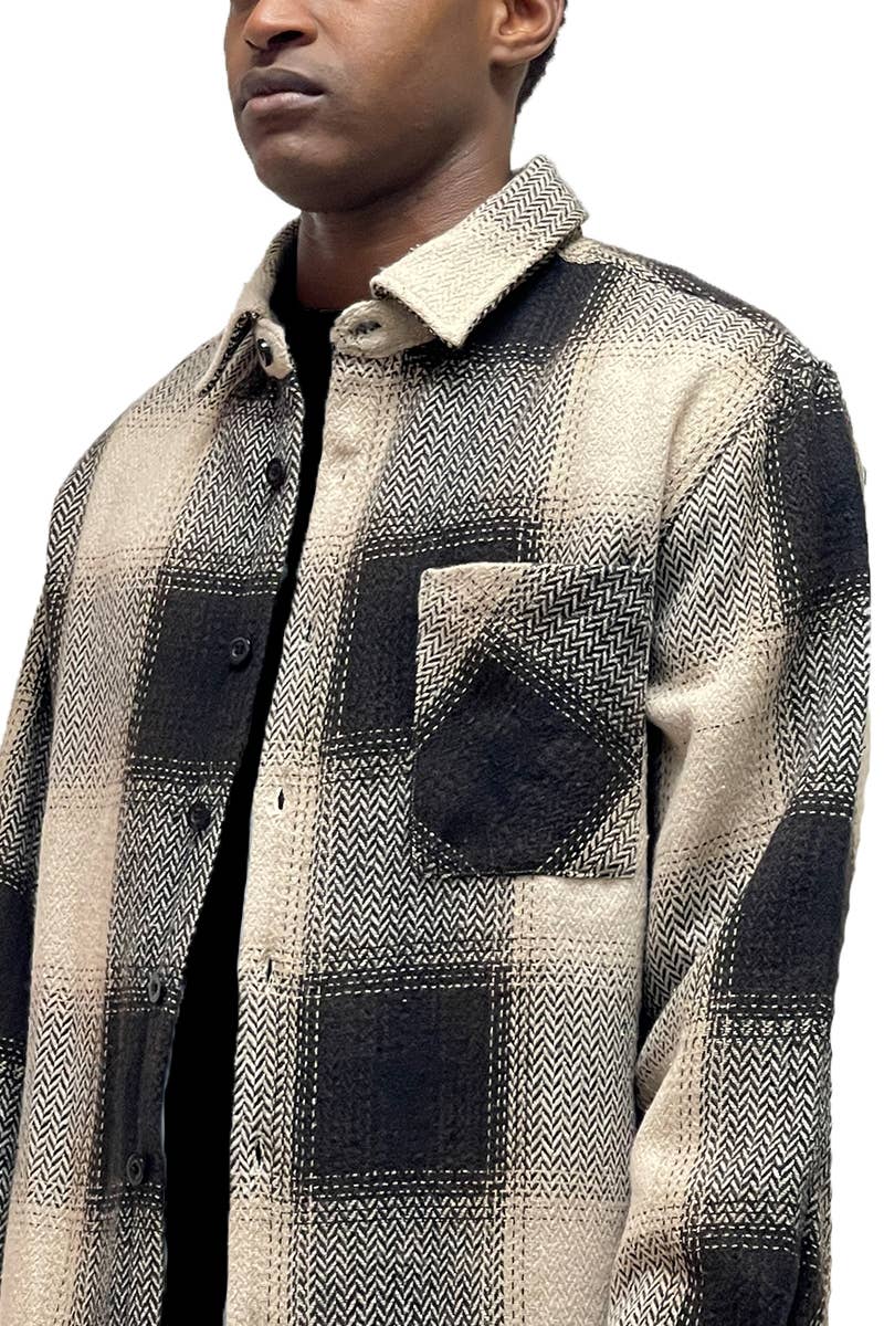 Unisex Flannel Shirt Jacket Shacket Long Sleeve