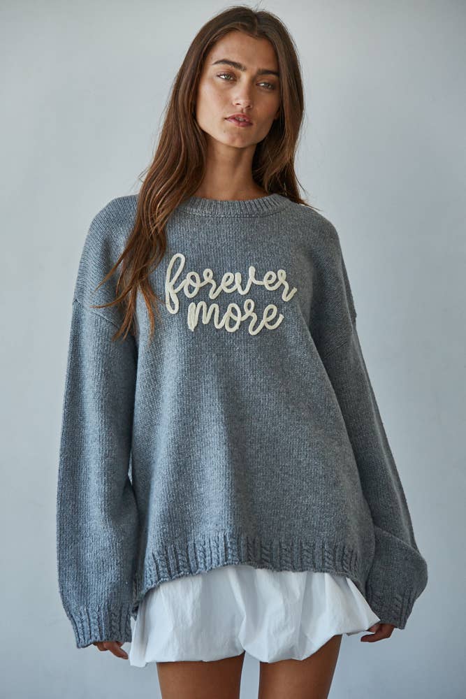 Hand Embroidered  "Forevermore" Knit Sweater