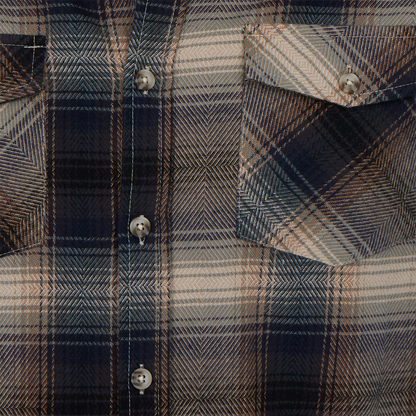 Men’s Navy & Brown Plaid Flannel