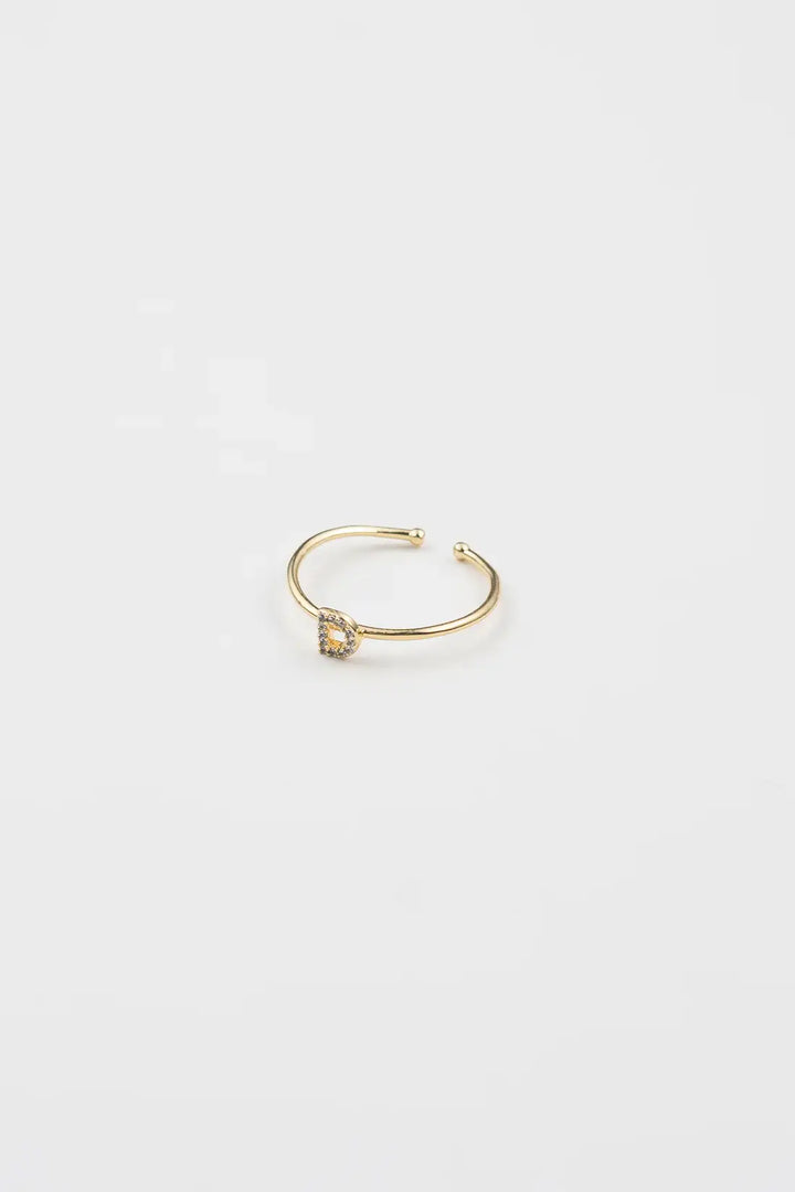 18K Gold Plated Adjustable Initial Ring