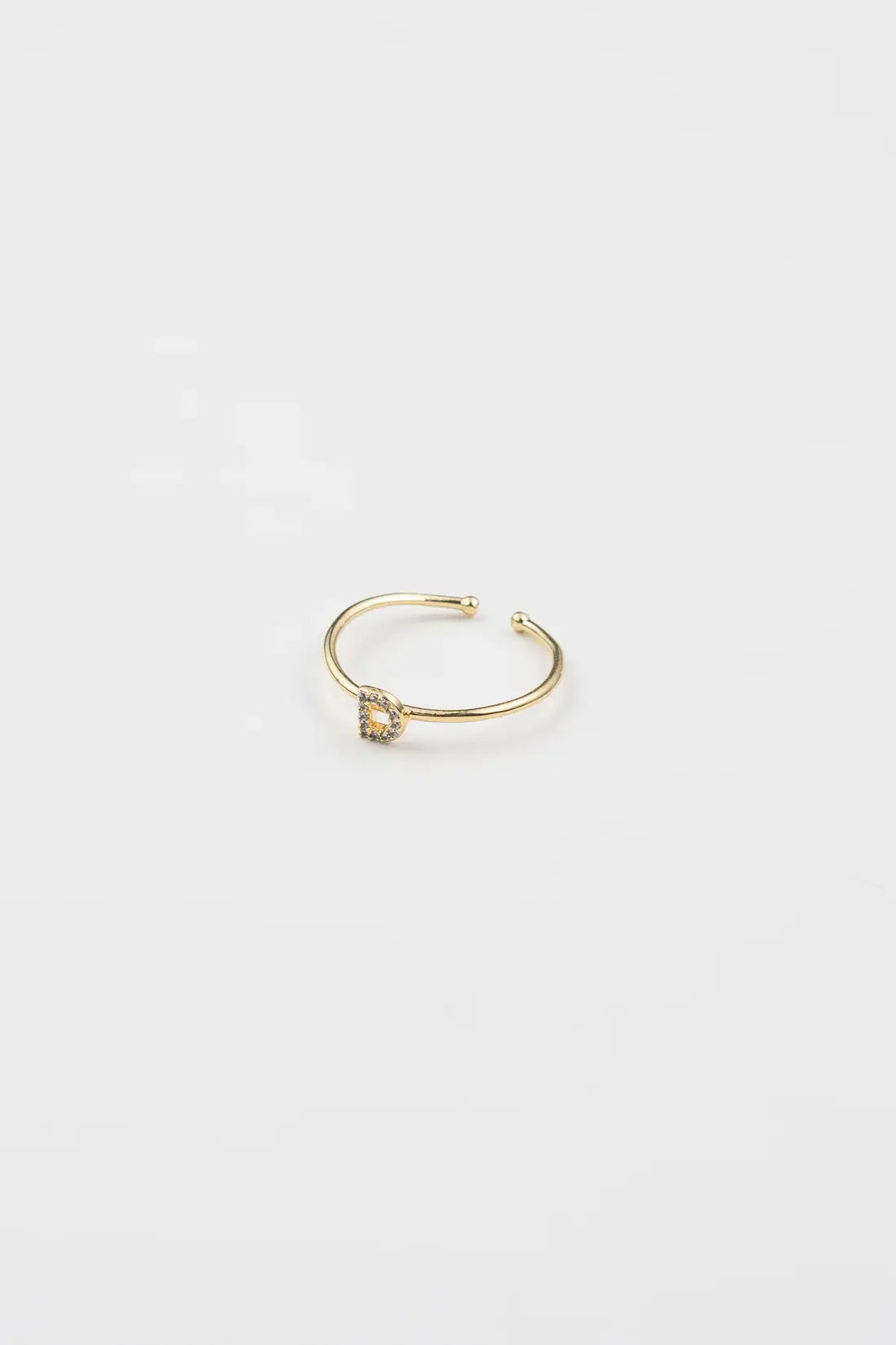 18K Gold Shiny Adjustable Initial Ring