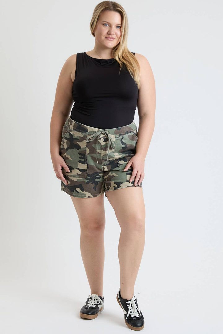Plus Size Pull On Jogger Short With Pocket