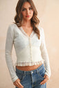 KNITTED CARDIGAN WITH LACE DETAIL