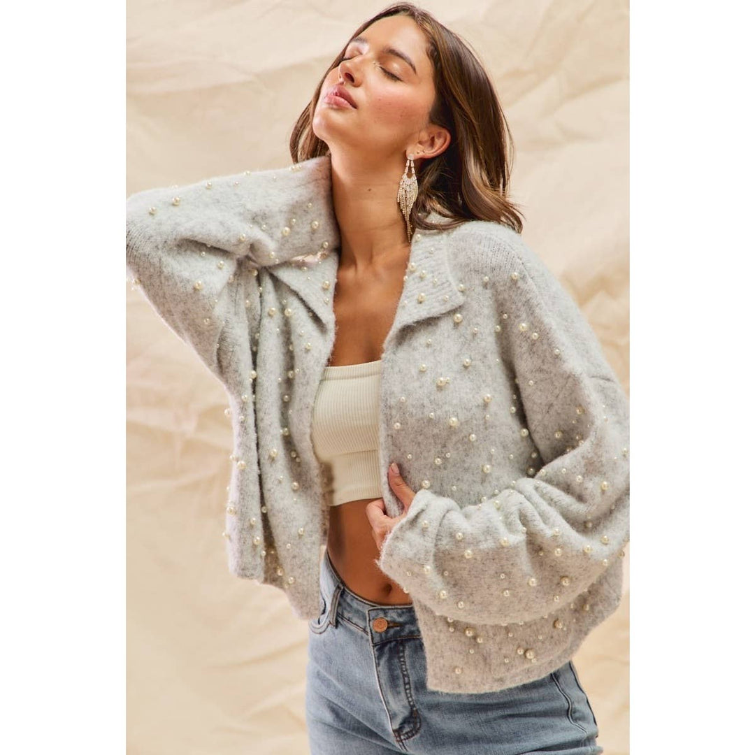 Pearl Embellished Soft Knit Cardigan