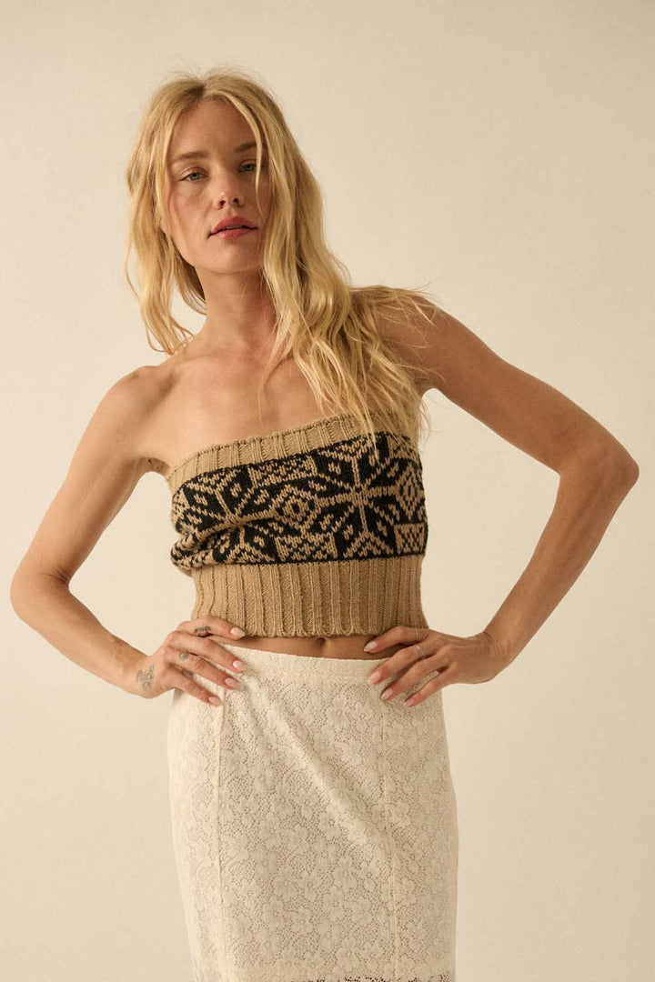 Alpine-Knit Shrug Cardigan and Tube Top Set