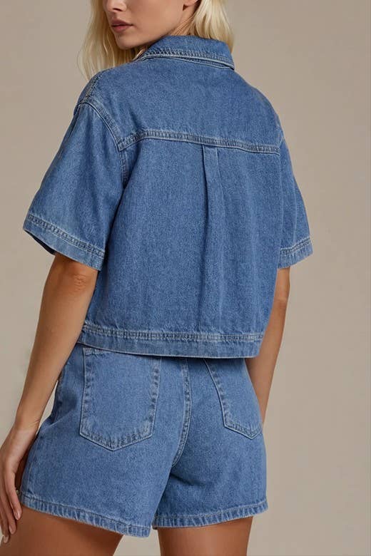 CROPPED DENIM TOP