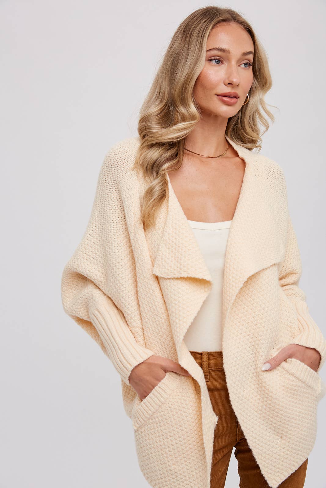 WAFFLE COCOON SWEATER CARDIGAN