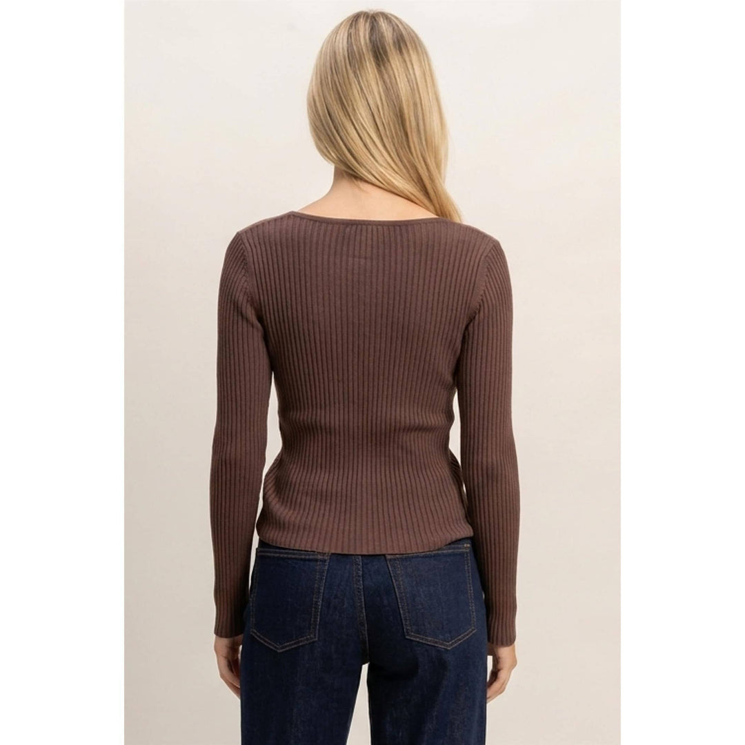 Ribbed Button Front Cardigan