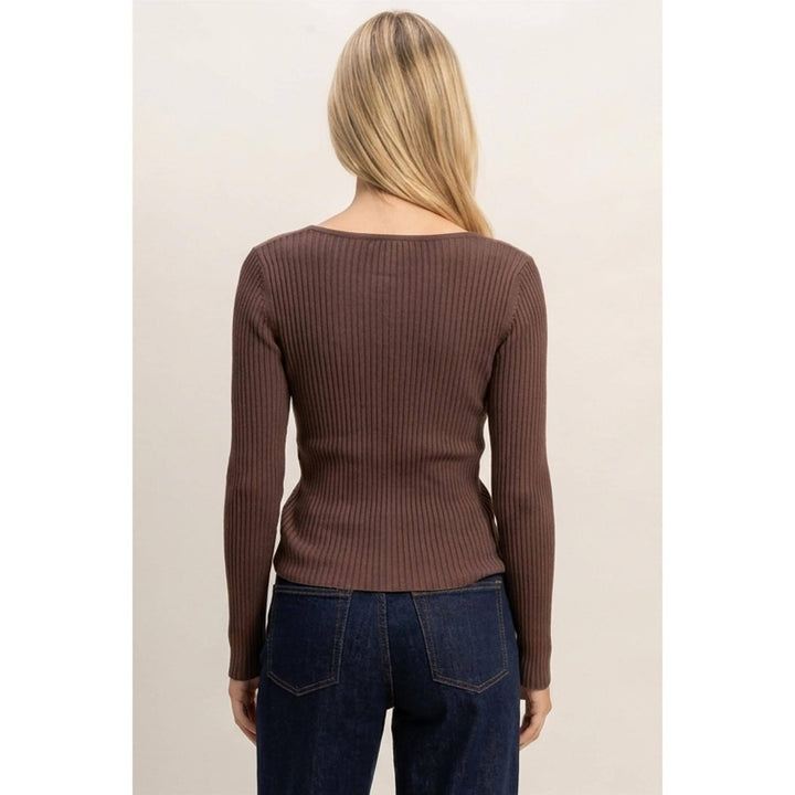 Ribbed Button Front Cardigan