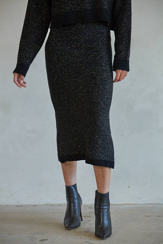 Knit Sweater Polyester Acrylic Lurex Midi Skirt