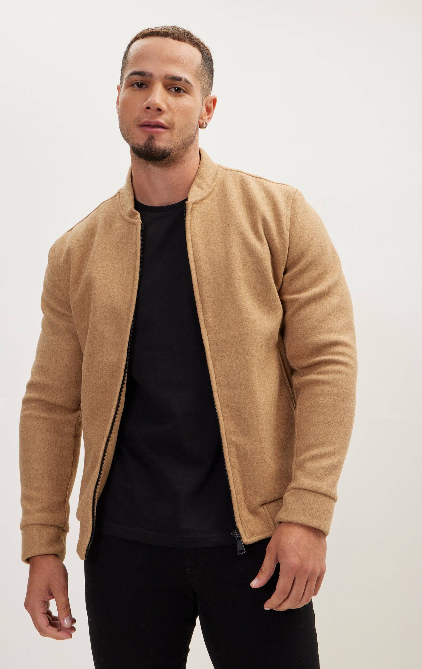 Men's Relaxed Unlined Varsity Jacket - Camel