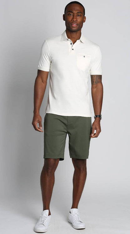 White Carlyle Luxe Interlock Polo