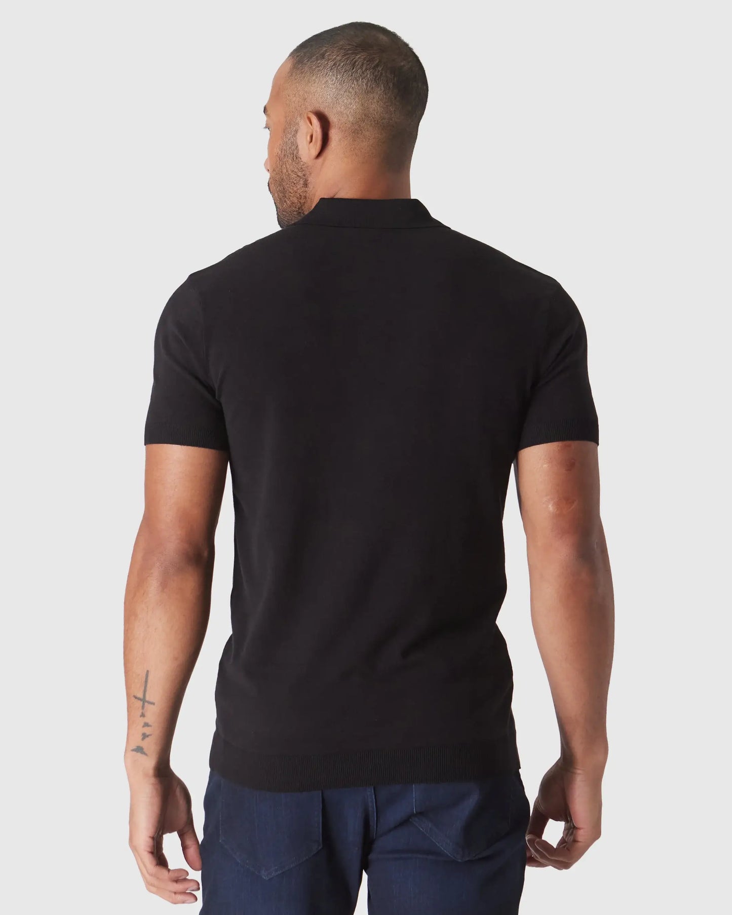 Short Sleeve Sweater Polo Shirt | Black