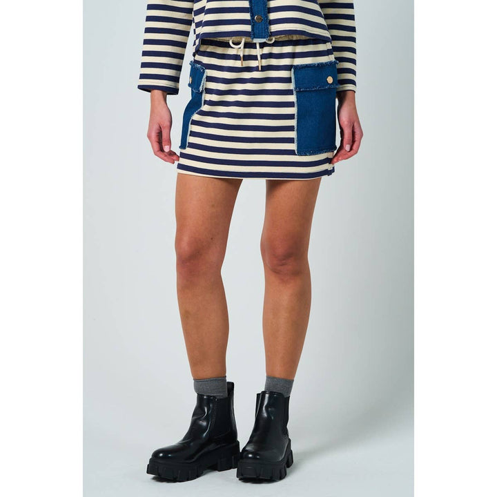 Striped Denim Pocket Skirt