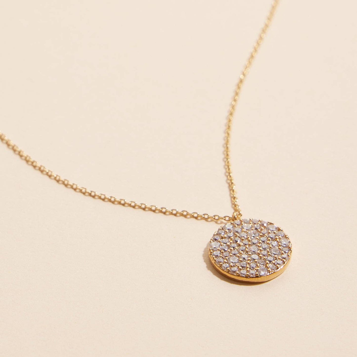 Cubic Zirconia Round Pave 18K Gold Dipped Necklace