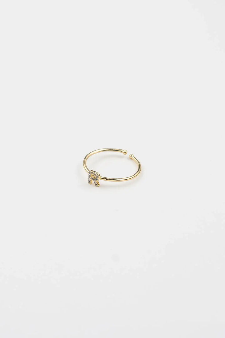 18K Gold Plated Adjustable Initial Ring