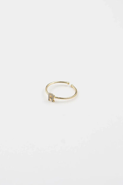 18K Gold Shiny Adjustable Initial Ring