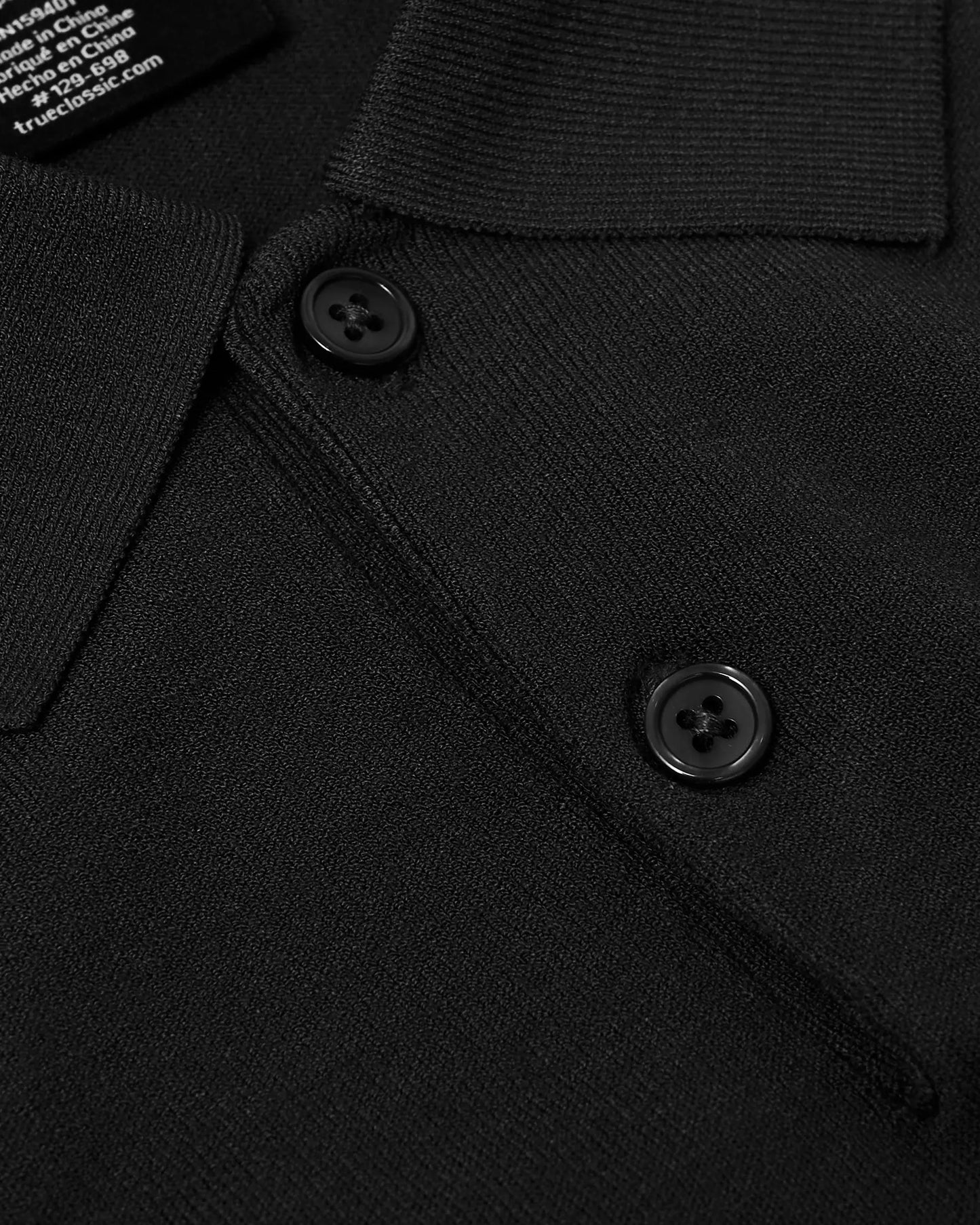 Short Sleeve Sweater Polo Shirt | Black