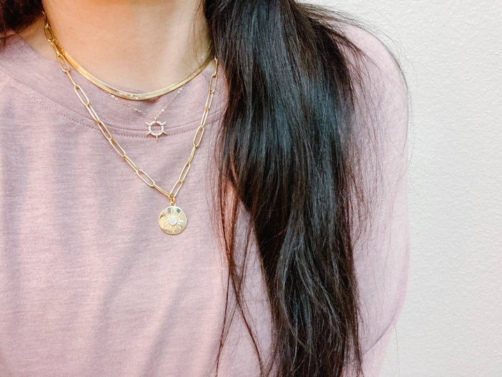 Spiked Sun Charm Necklace