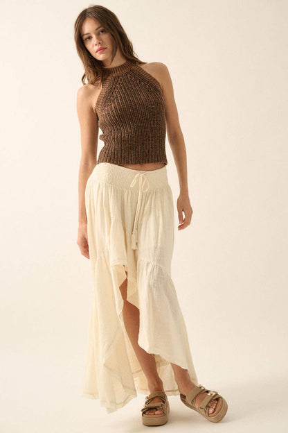 High-Low Ruffle Maxi Skirt