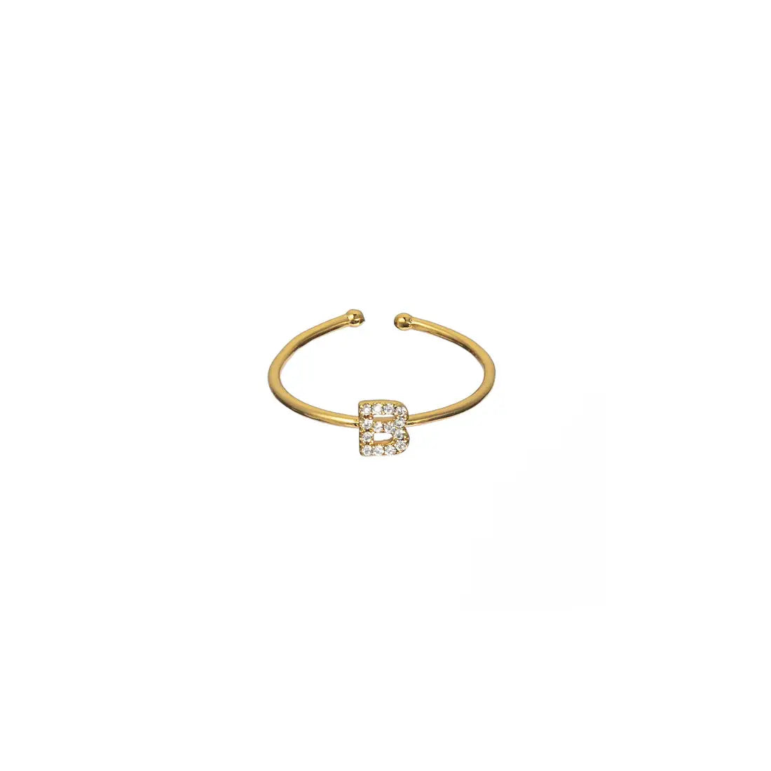 18K Gold Plated Adjustable Initial Ring
