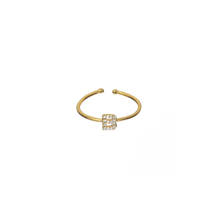 18K Gold Plated Adjustable Initial Ring
