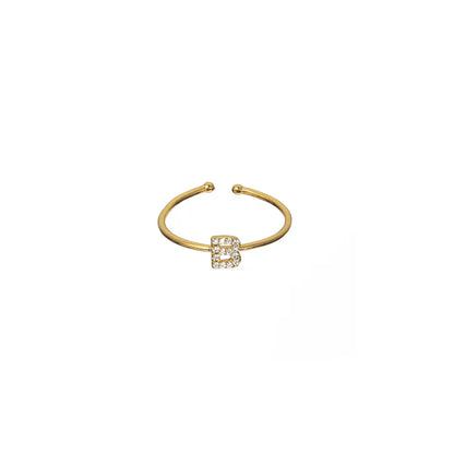18K Gold Shiny Adjustable Initial Ring