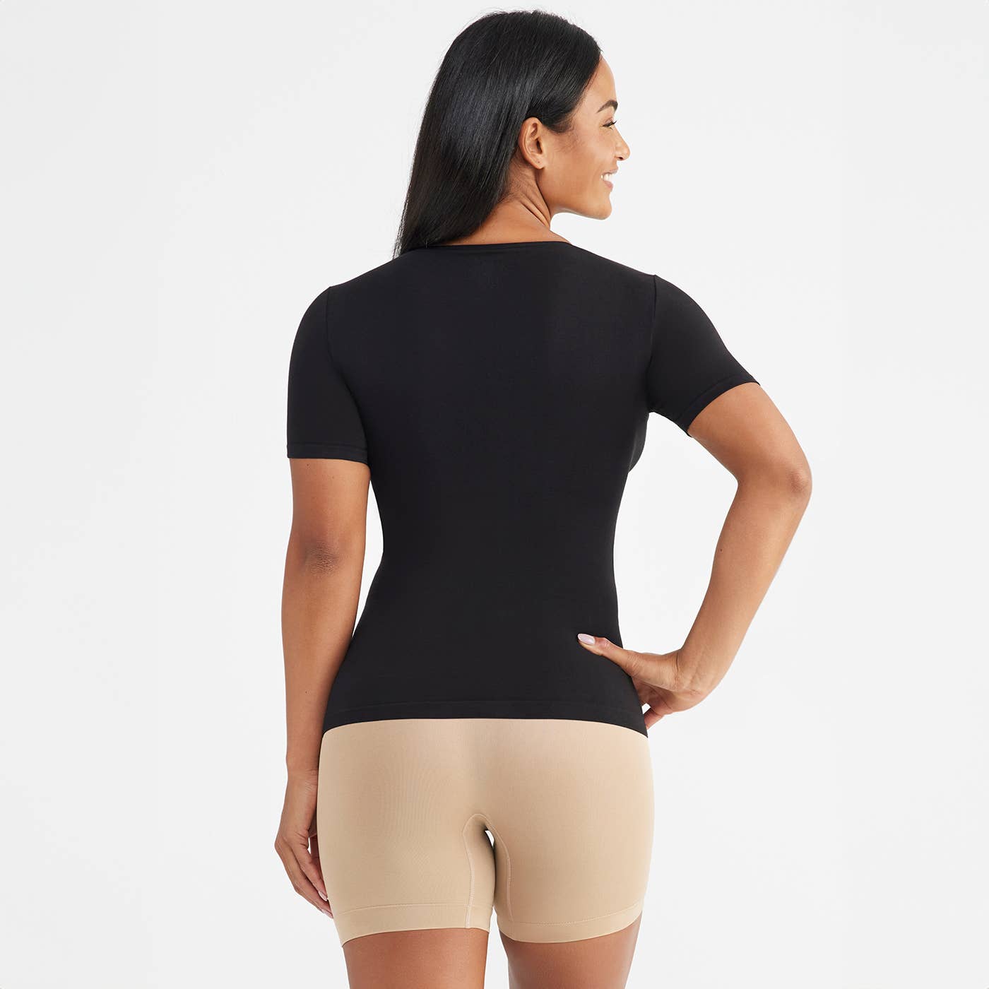 Holly Short Sleeve Shapewear Tee - Cotton Seamless - Plus Av