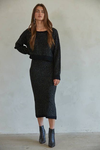 Knit Sweater Polyester Acrylic Lurex Pullover Top