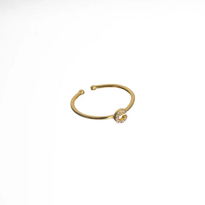 18K Gold Shiny Adjustable Initial Ring