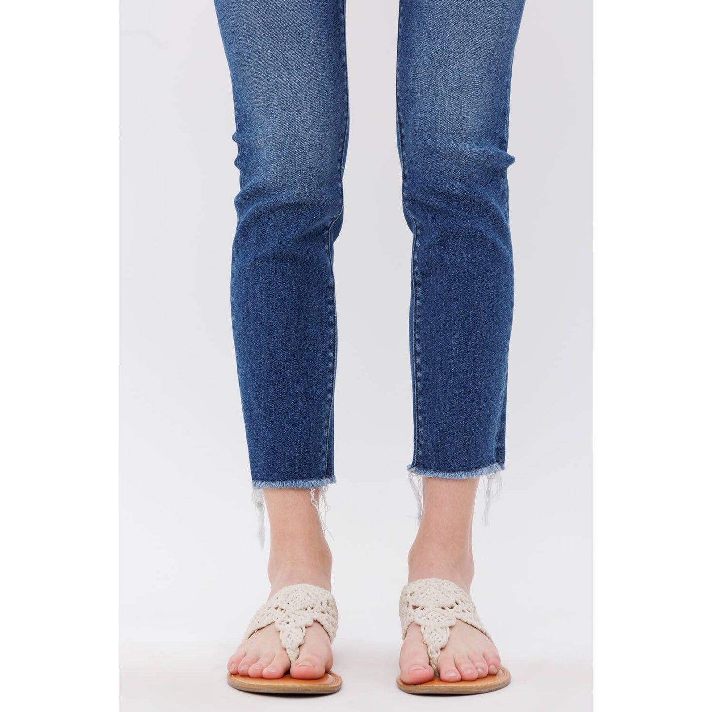 BRESSAN MID RISE CROP SKINNY WITH BUTTON UP