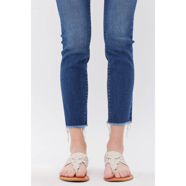 MID RISE CROP SKINNY WITH BUTTON UP