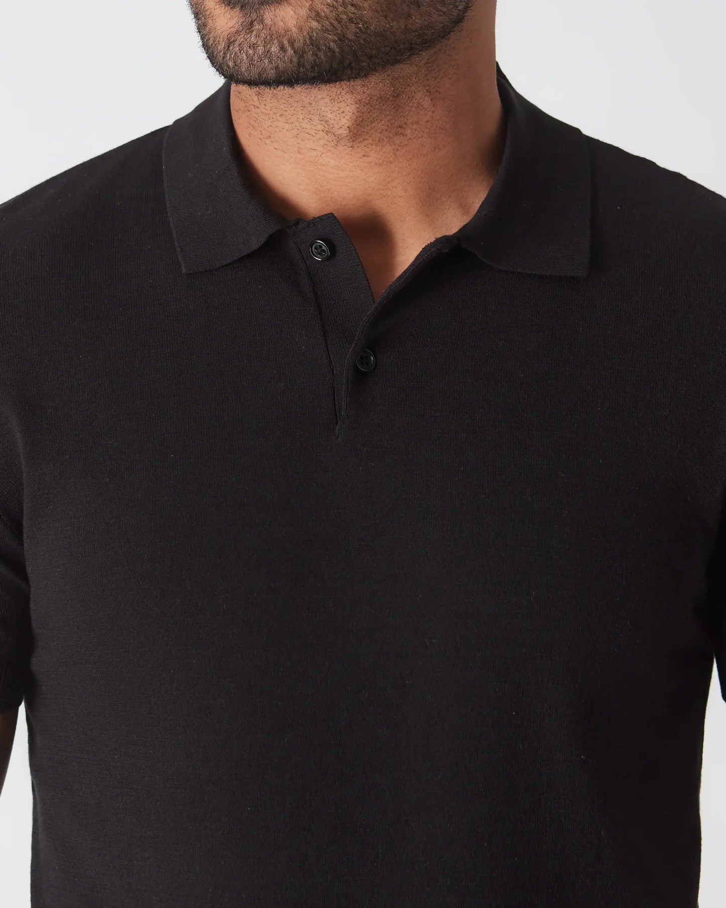 Short Sleeve Sweater Polo Shirt | Black