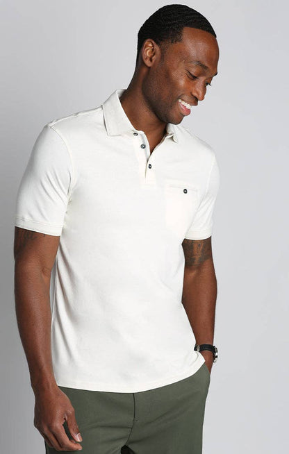 White Carlyle Luxe Interlock Polo