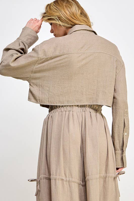 SOFT BUTTON DOWN CROP SHIRT