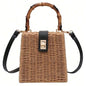 Bamboo Handle Woven Rattan Straw Wicker Shoulder Bag