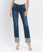 MID RISE CUFFED SLIM STRAIGHT JEANS