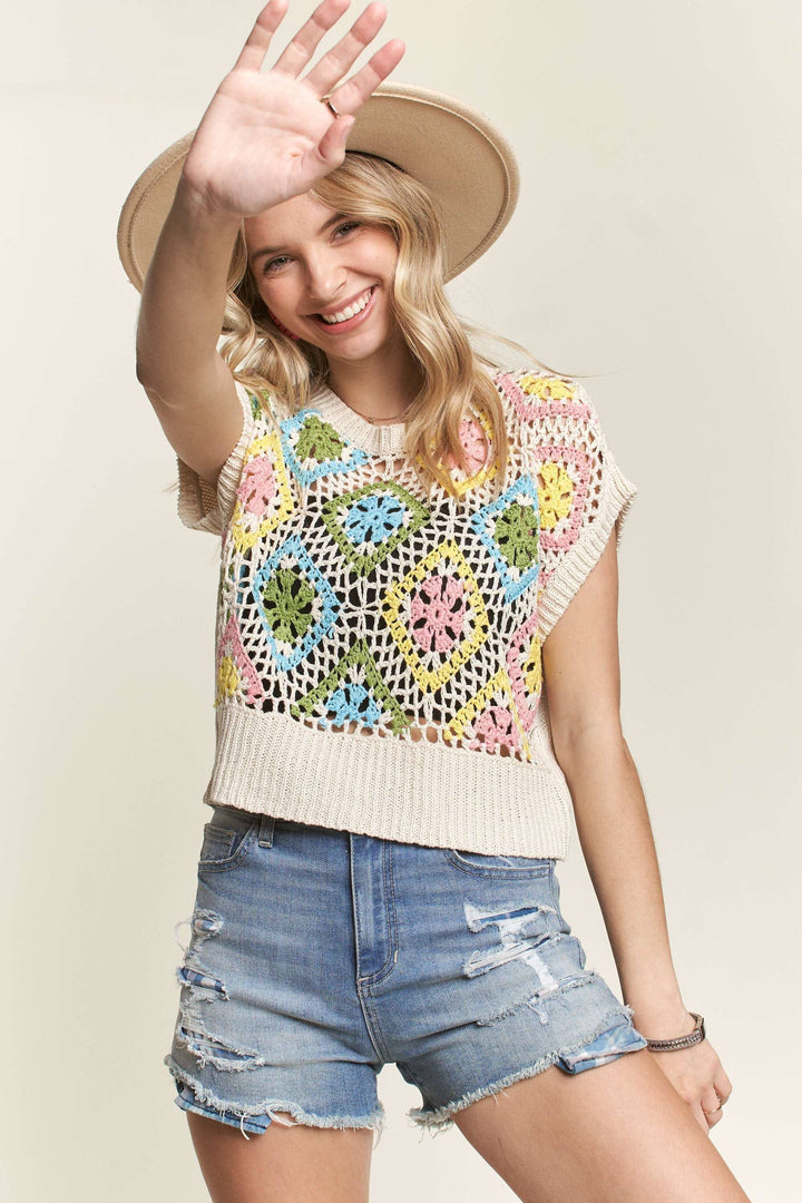 MULTI COLOR CROCHET TOP