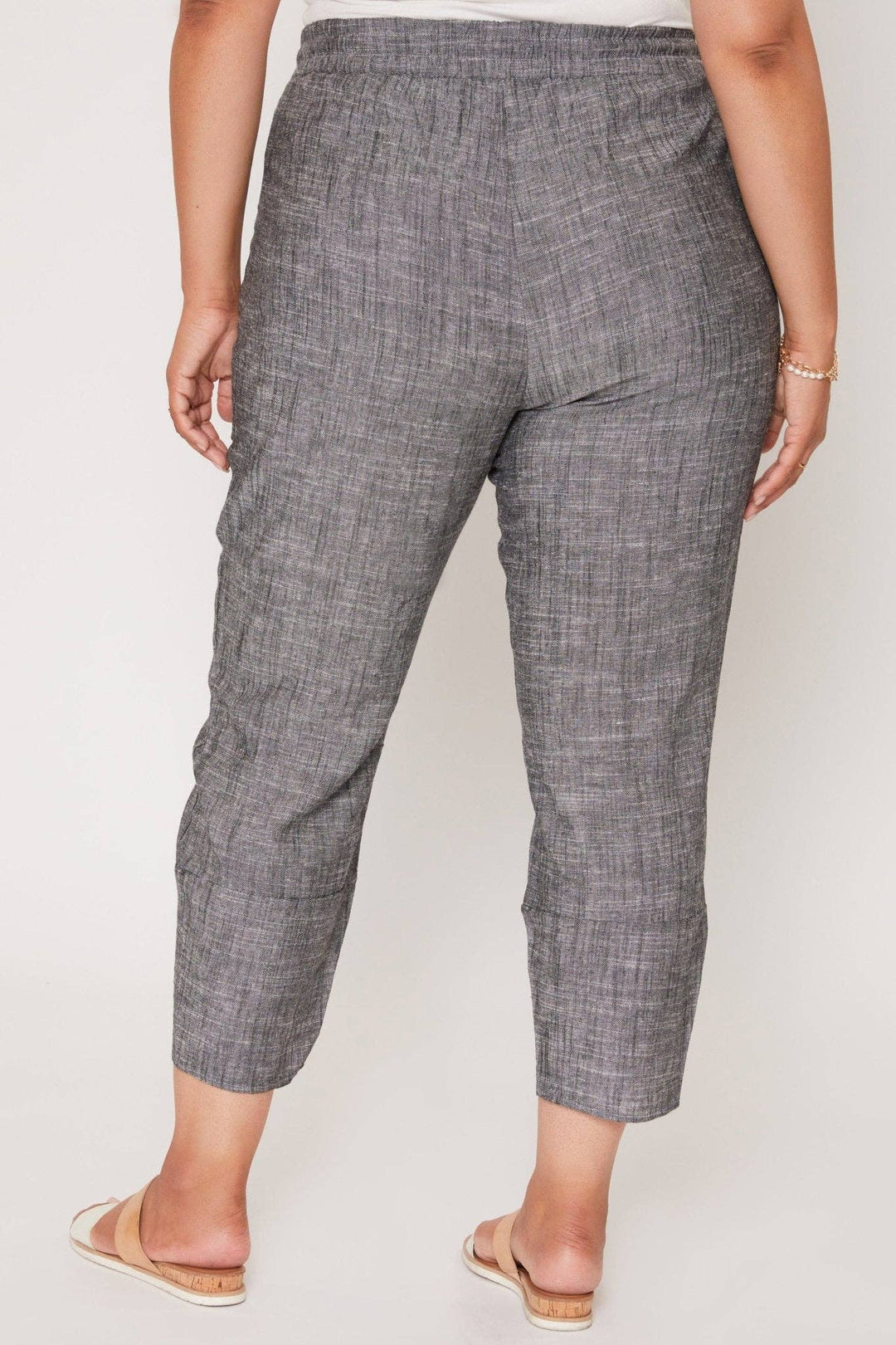 Plus Size Linen Elastic Waist With Tulip Hem Pant