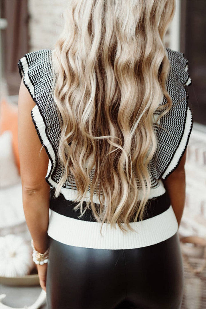 Stripe Ruffled Sweater Top Plus Size