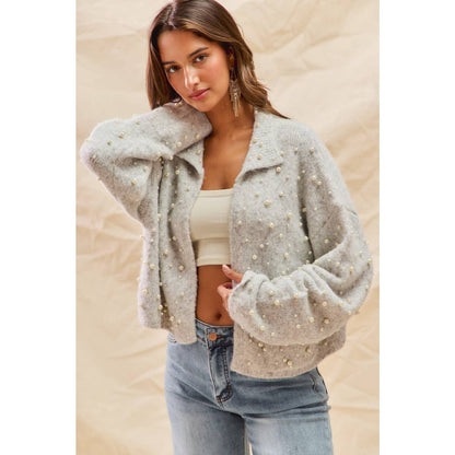 Pearl Embellished Soft Knit Cardigan