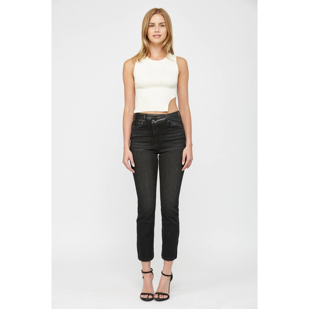 CRISS CROSS HIGH RISE SLIM STRAIGHT ANKLE