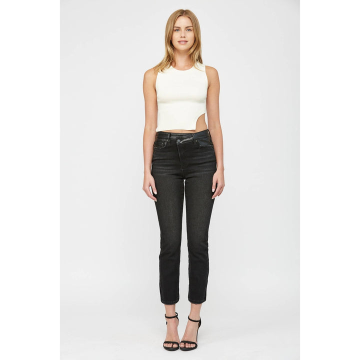 CRISS CROSS HIGH RISE SLIM STRAIGHT ANKLE