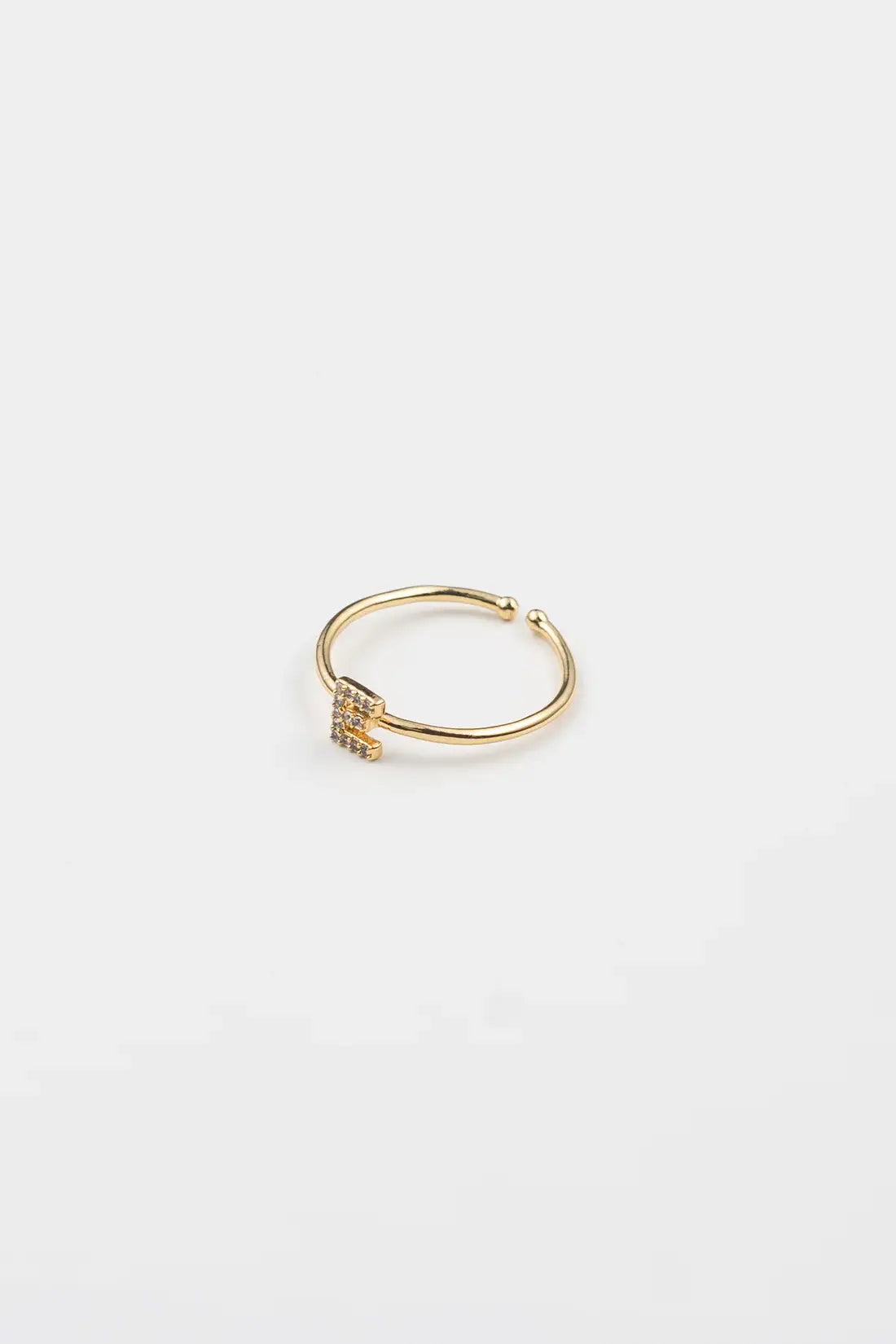 18K Gold Shiny Adjustable Initial Ring