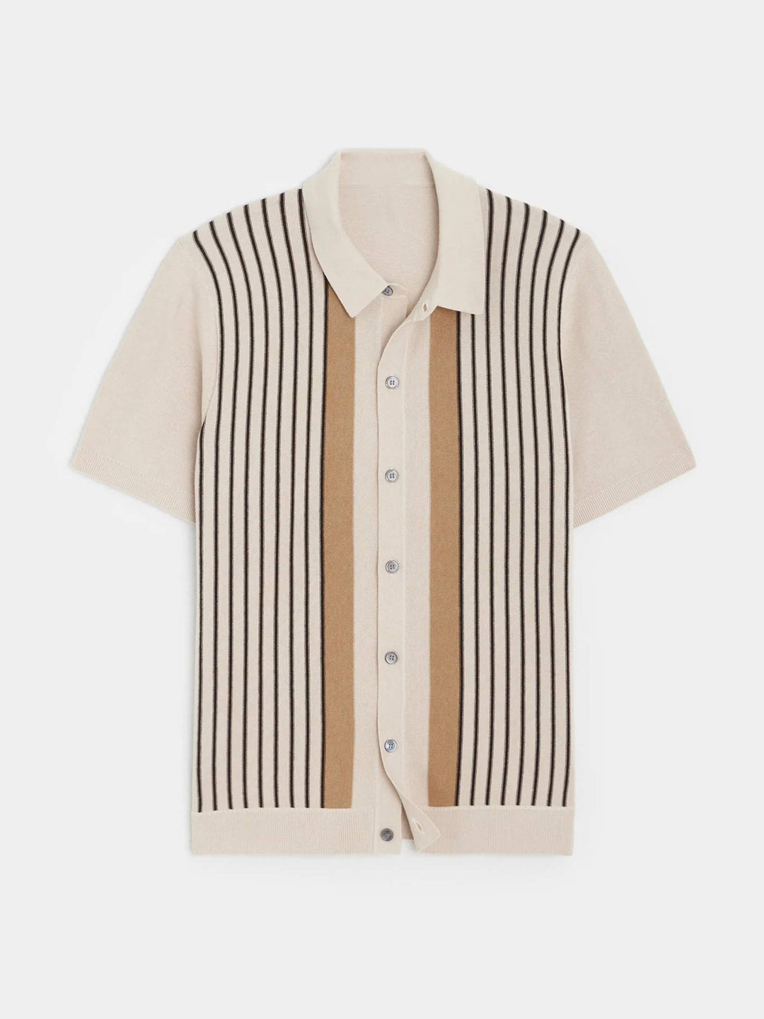 Striped Short Sleeved Polos Sweater Knit Top